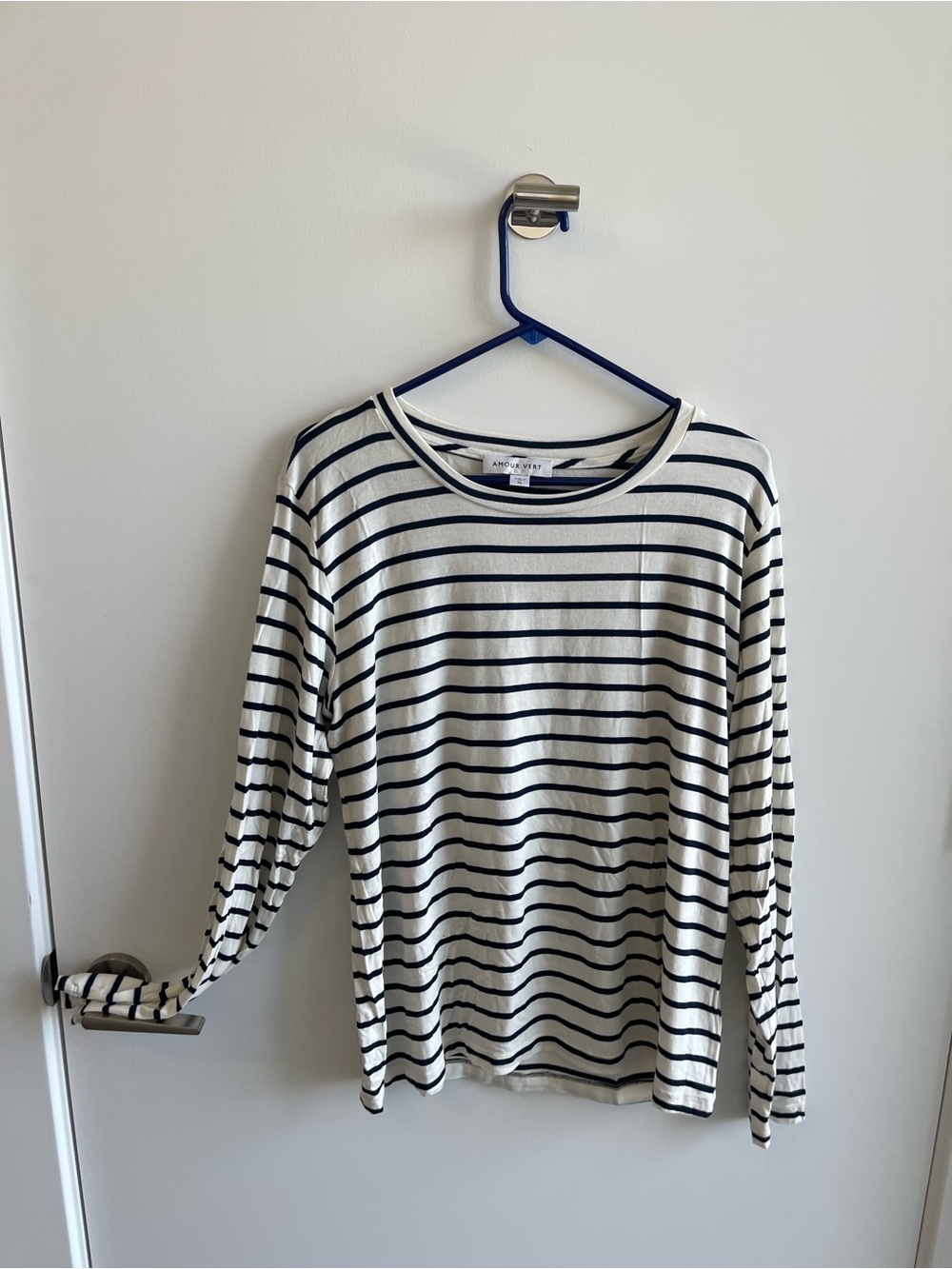 Amour Vert Black & White Striped Long Sleeve Tee